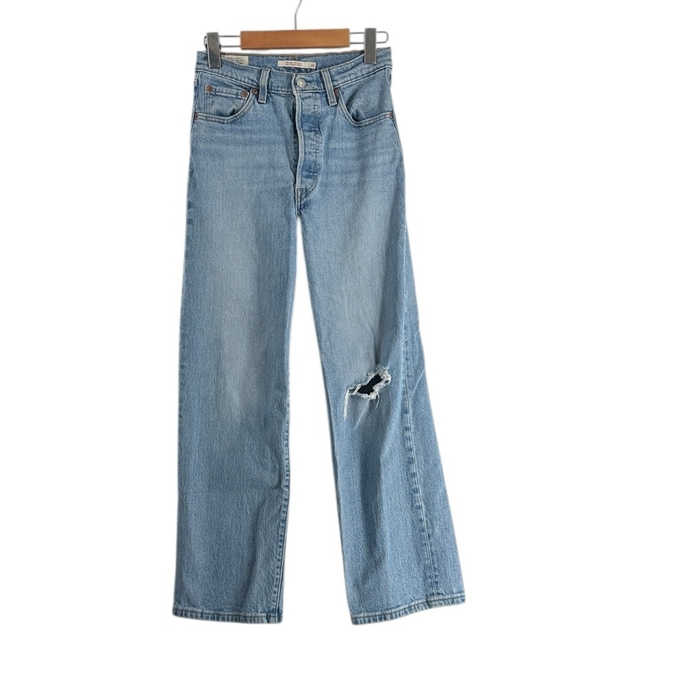 Levi's Ribcage Straight Jeans Light Blue 90's y2k highrise denim sz 26